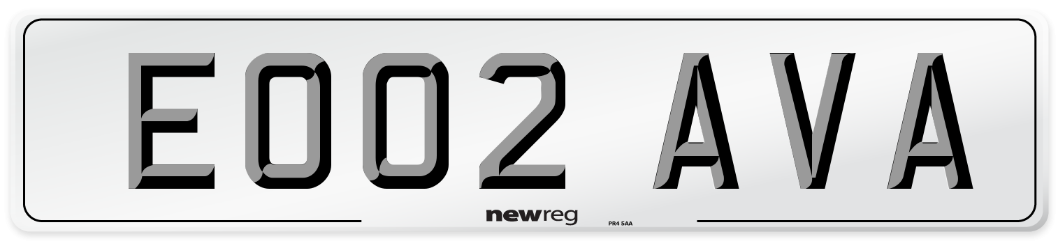 EO02 AVA Number Plate from New Reg
